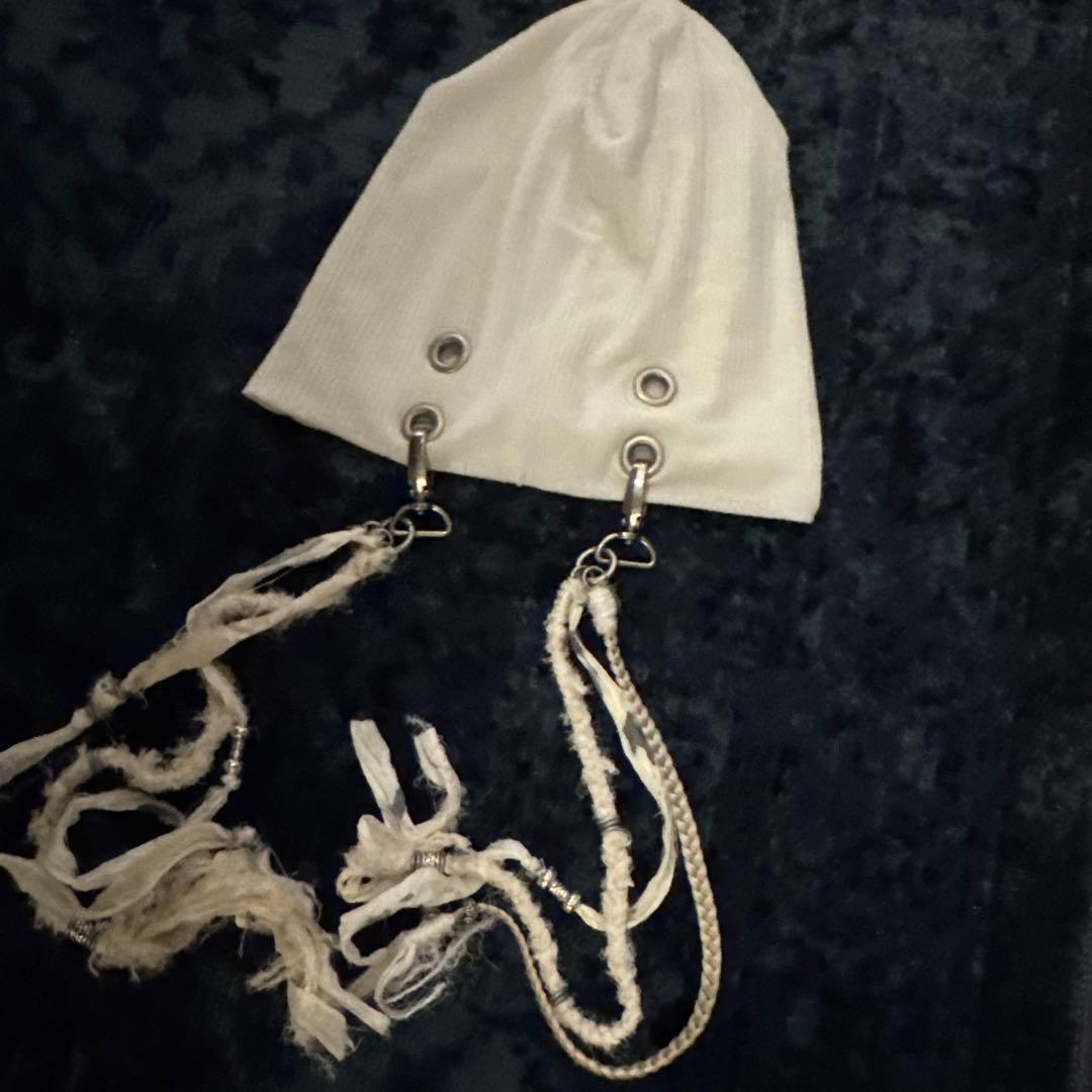 paster studio ビーニー エクステ 白 y2k スタッズ 平成