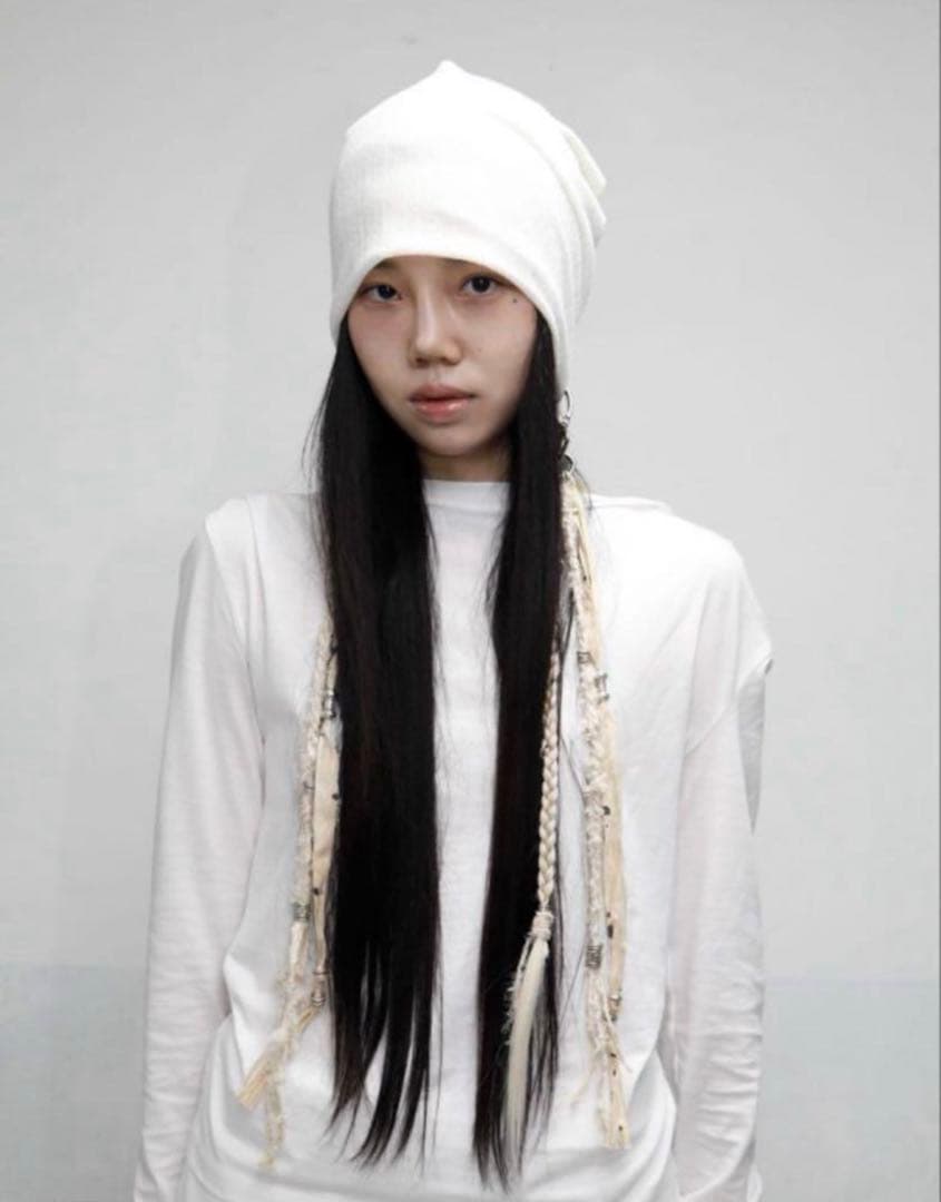 paster studio ビーニー エクステ 白 y2k スタッズ 平成