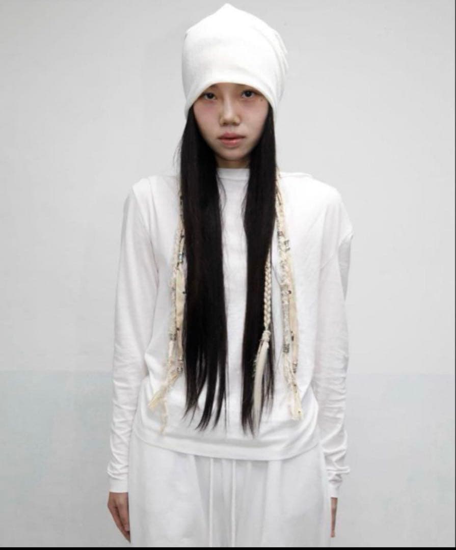 paster studio ビーニー エクステ 白 y2k スタッズ 平成