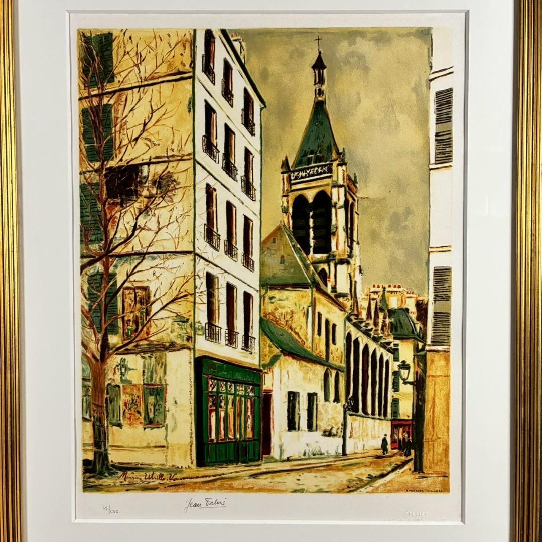 モーリス・ユトリロ「サン・セヴランの教会」リトグラフ 直筆サイン入 フランス巨匠