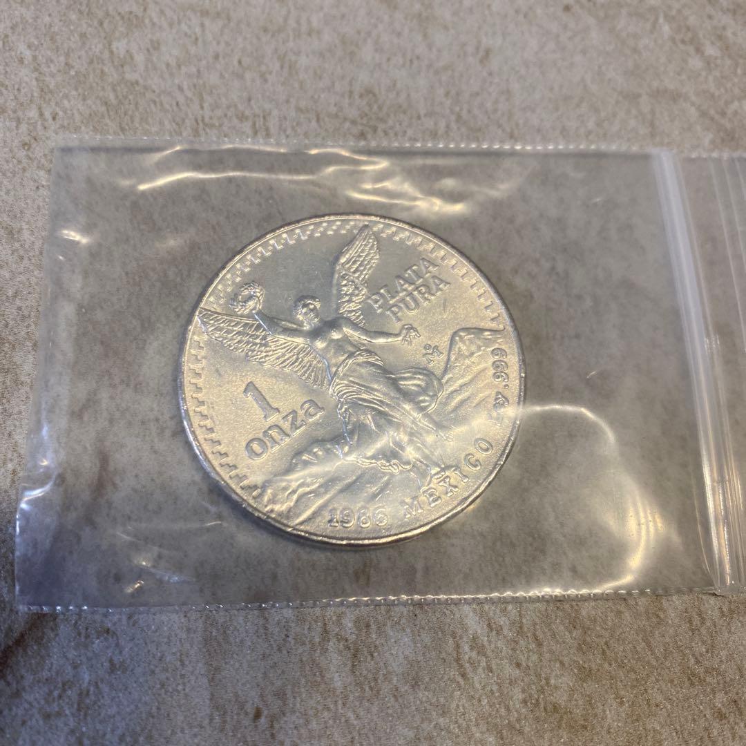 1986年 1onza メキシコ銀貨
