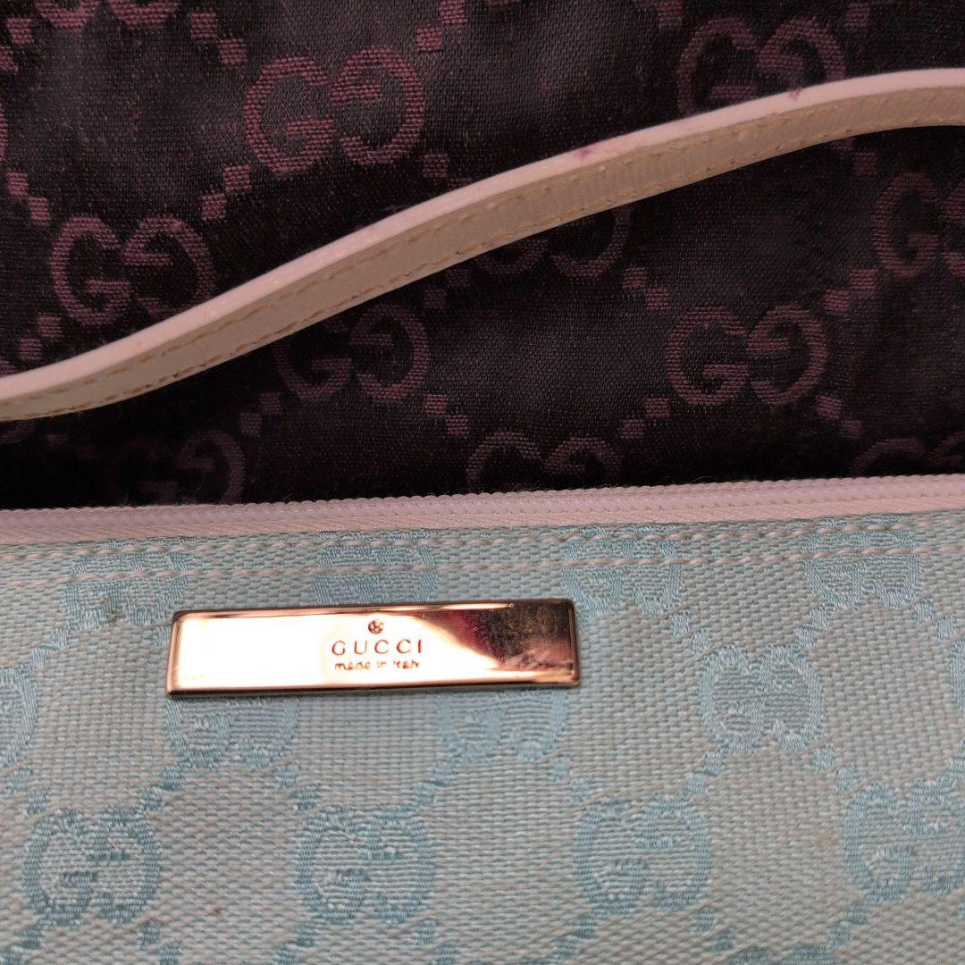 GUCCI　イタリア製　 水色 キャンバス ハンドバッグ 保存袋付き