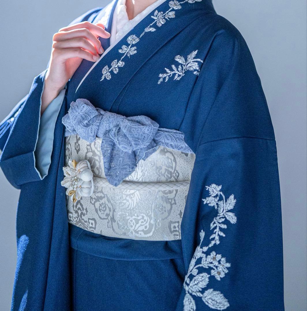 成人式　振袖　和風館ICHI ネイビー　紺色　シンプル