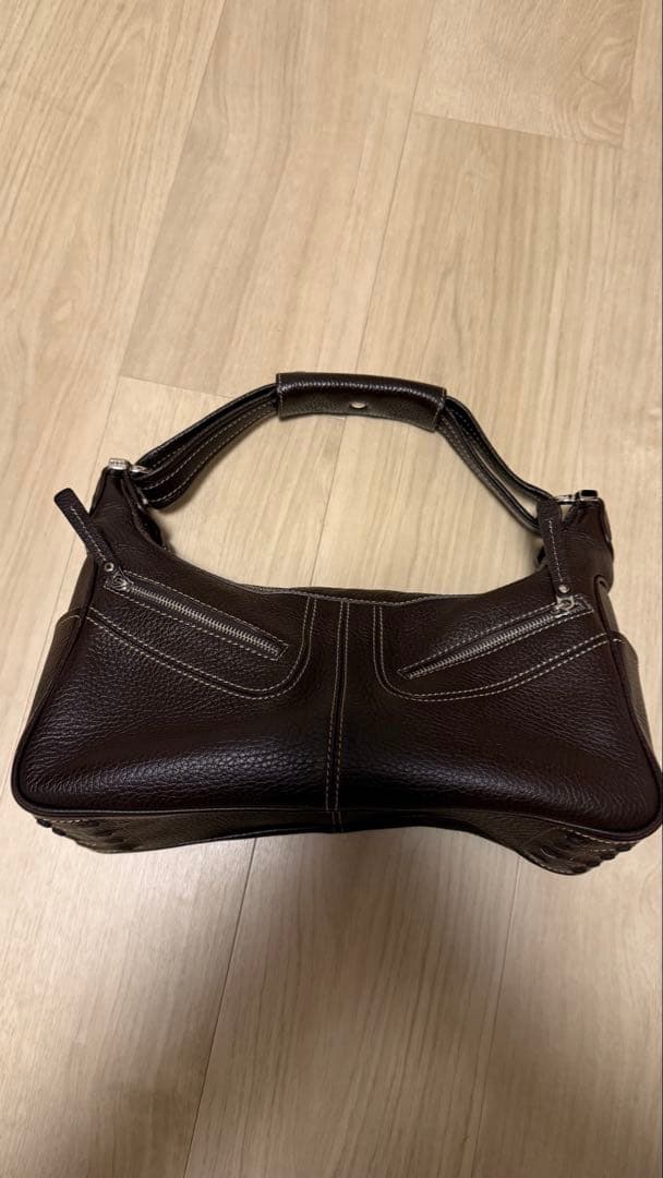 TOD'S ブラウン レザー ショルダーバッグ