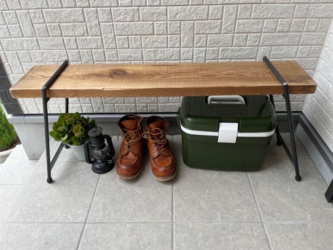 ▼最終▼ ベンチ ラック 玄関 花台 アイアン 古材 観葉植物 腰掛 95cm