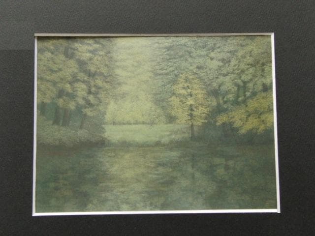 堂本阿岐羅、【緑韻の時間】、希少な額装用画集より、新品額装付