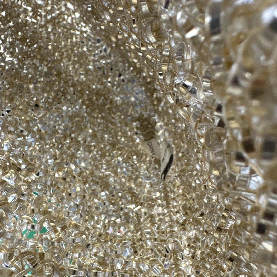 アンテプリマ　ワイヤーハンドバッグ　がま口　リボン　ゴールド