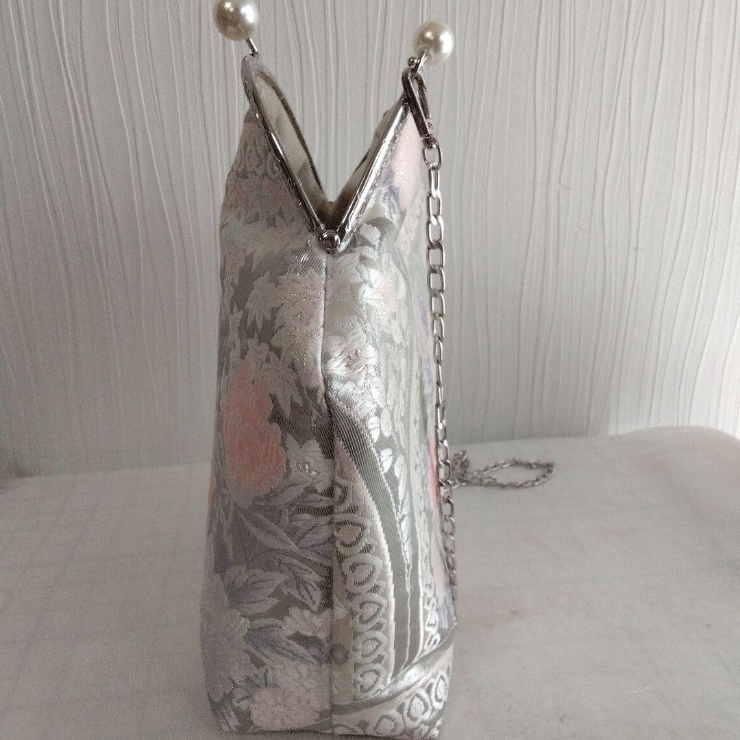 ハクちゃん様オーダー専用ページ　がま口バッグ(正絹袋帯リメイク)プラチナ箔