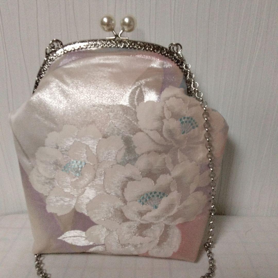 ハクちゃん様オーダー専用ページ　がま口バッグ(正絹袋帯リメイク)プラチナ箔