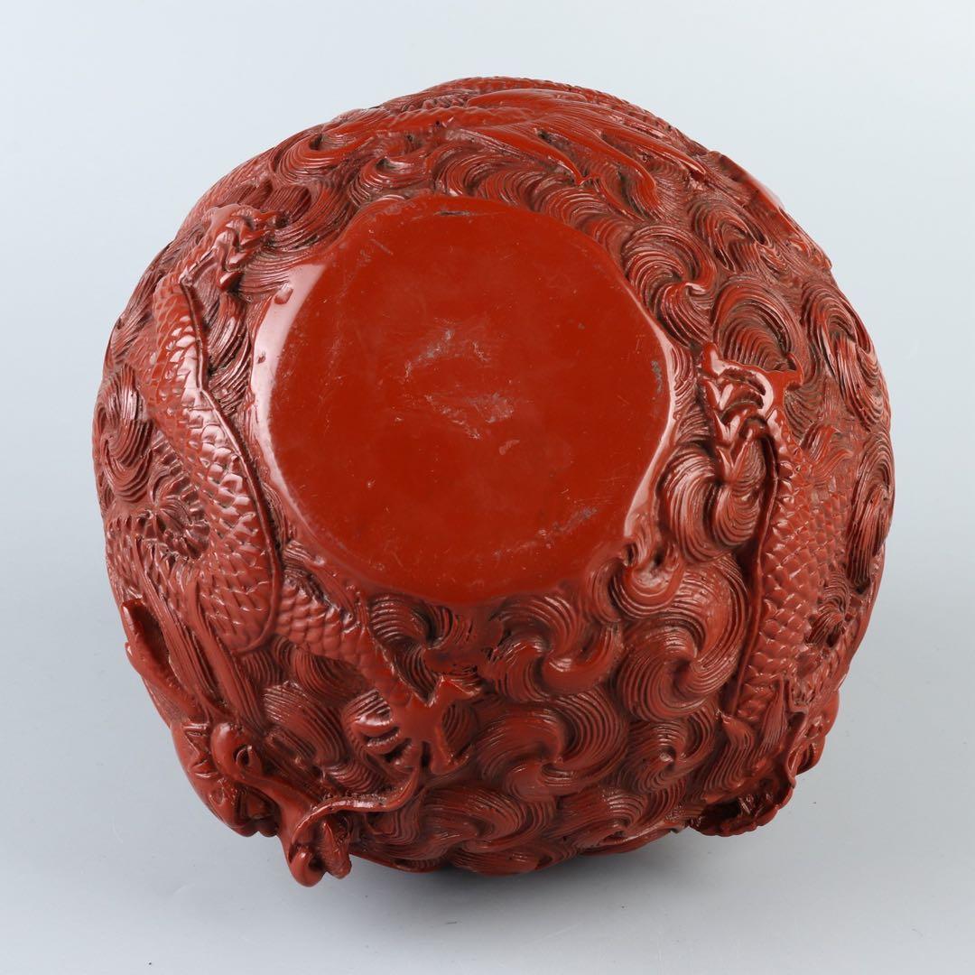 清朝宮廷様式の彫漆・龍文様 彫漆 天然木 漆芸 漆工芸 木地 彫漆 彫漆