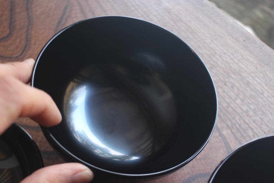 デッドストック！上質黒漆に極上鶴沈金の映えるお椀2点（検輪島塗沈金椀雑煮椀