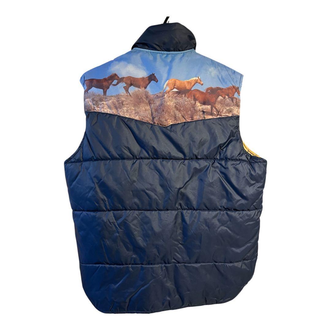 ダウンベスト　転写　フォト　ビンテージ　激レア　希少　ピクチャー　ネイビー