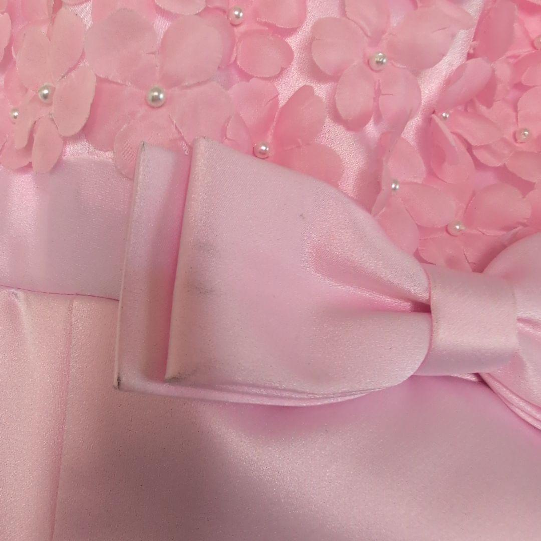 【上質サテン】ピンク カラードレス 花柄トップス お色直しにも♪