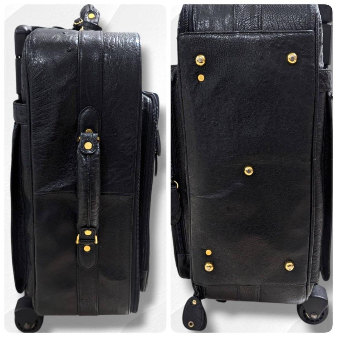 【JRA認定・希少】オーストリッチ キャリーケース 高級レザー 黒 ビジネス