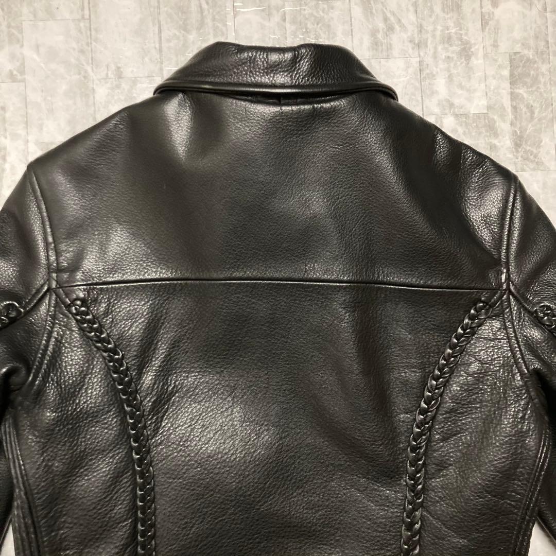 【希少】90s vintage レザーシングルライダースジャケット 黒　ブラック