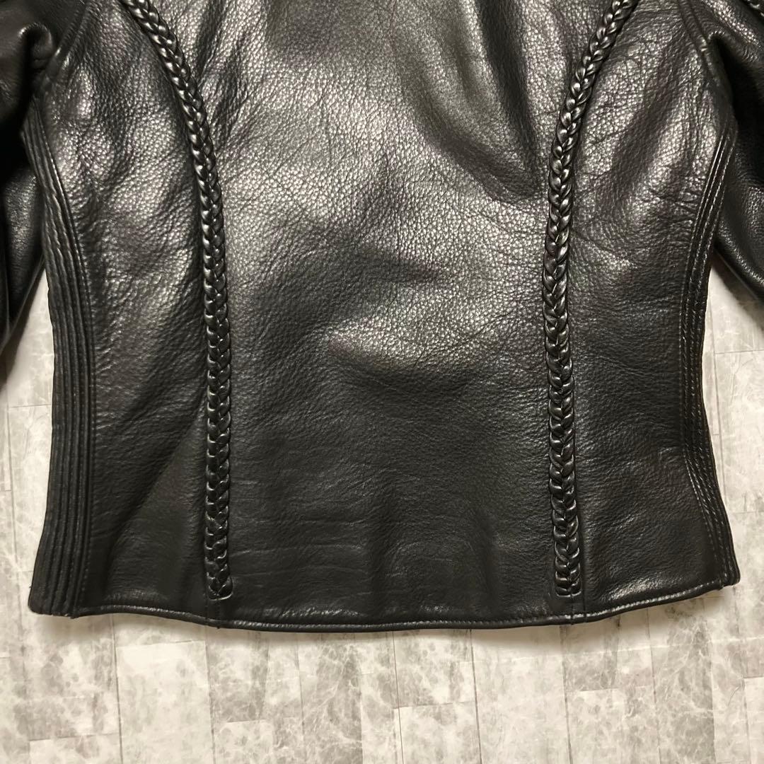 【希少】90s vintage レザーシングルライダースジャケット 黒　ブラック