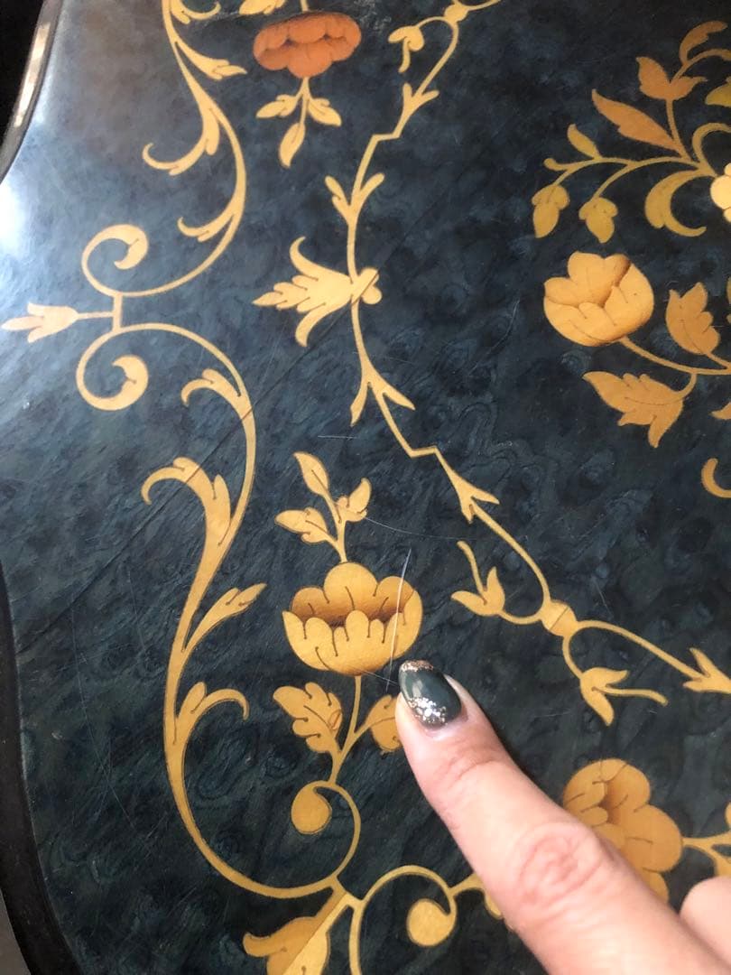 高級♦️象嵌 イタリア ヴィンテージ テーブル♦️トライポッドレッグ♦️花柄♦️送料込