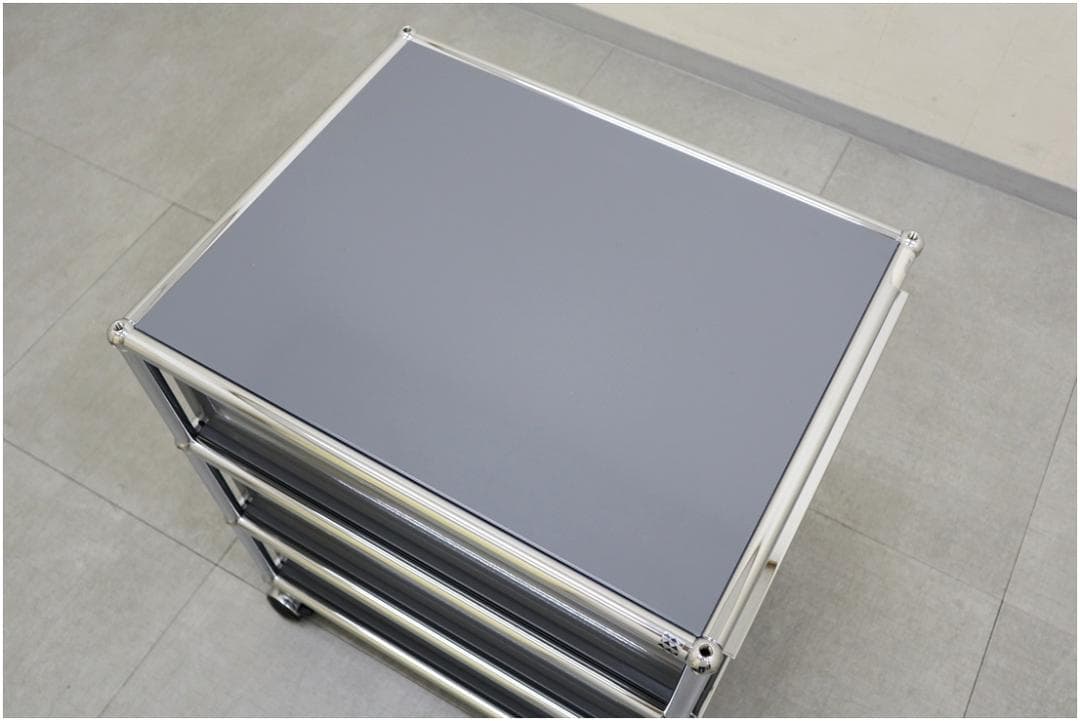 正規品 USM ハラーシステム デスクワゴン 3段 ミッドグレー キャスター