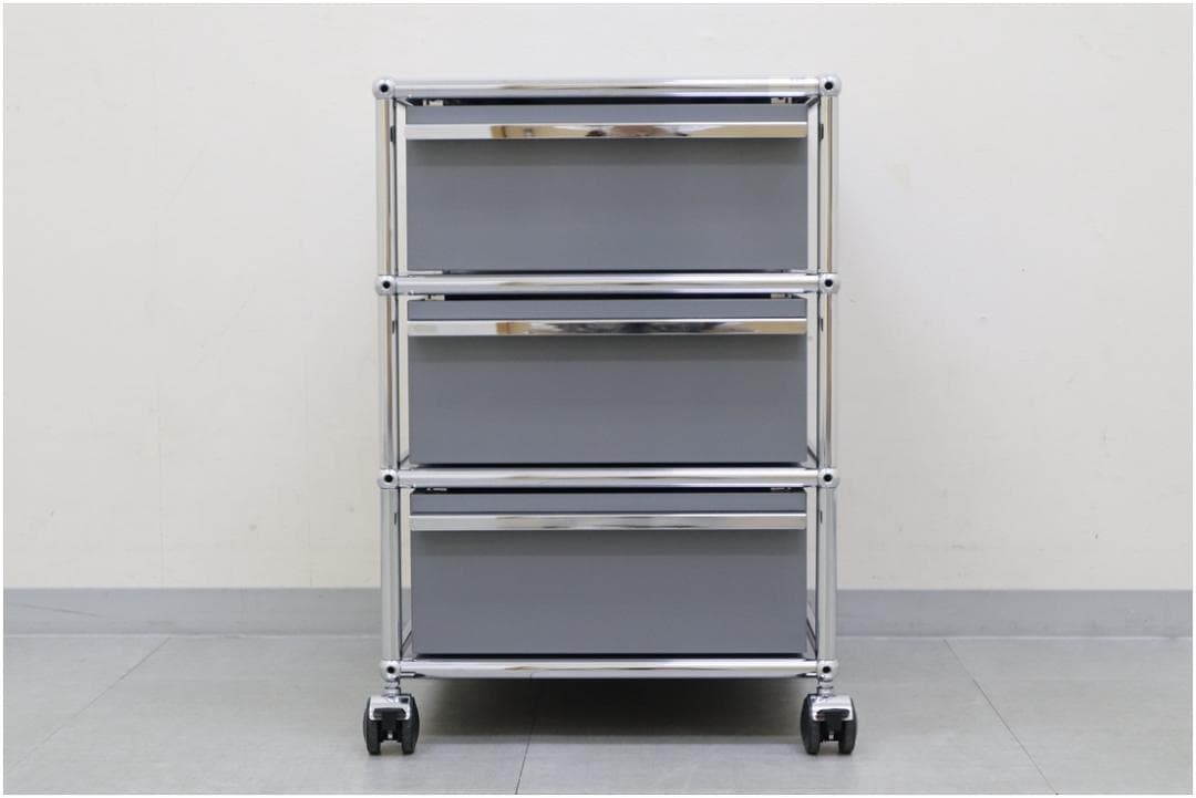 正規品 USM ハラーシステム デスクワゴン 3段 ミッドグレー キャスター