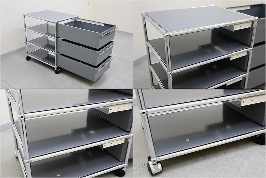 正規品 USM ハラーシステム デスクワゴン 3段 ミッドグレー キャスター