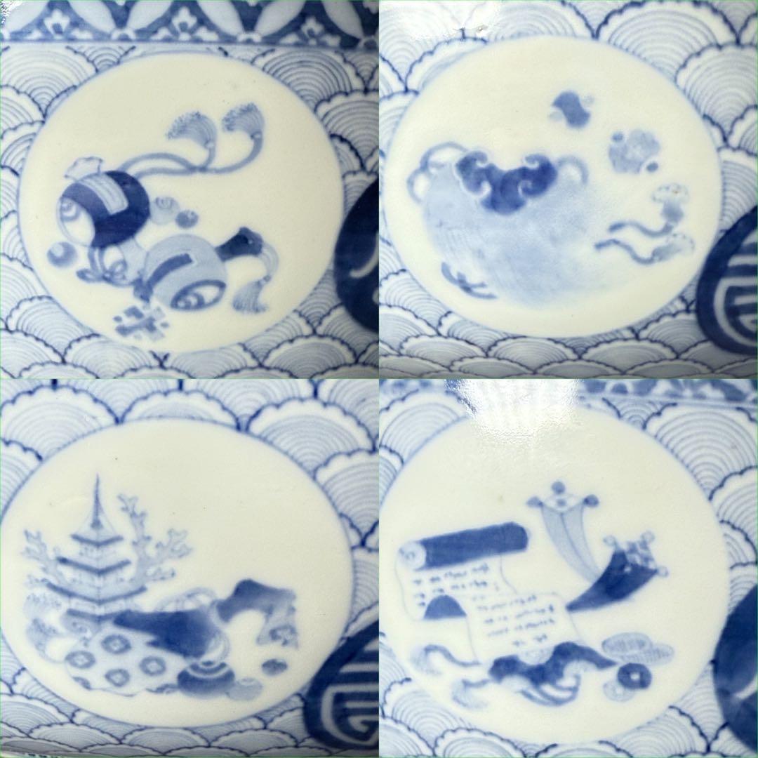 明治〜大正期　幻の窯　蔵春亭久富製磁所　染錦鶴亀文大鉢　超絶細密絵付　博物館級