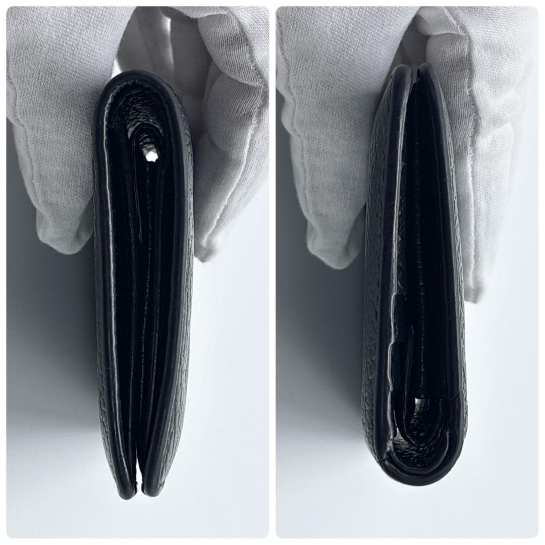 美品✨ メゾンマルジェラ　2つ折り財布 4ステッチ ペブルレザー シボ革