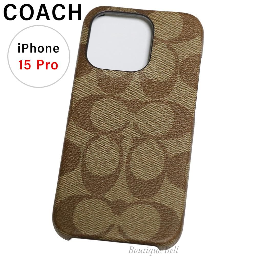 【コーチ】シグネチャー PVC iPhone15Pro ケース カーキ