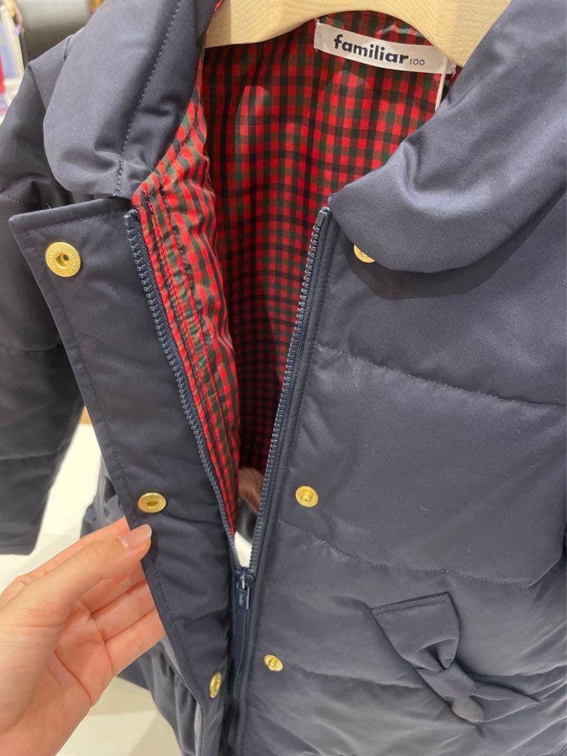 familiar チェック柄　ショートコート　90