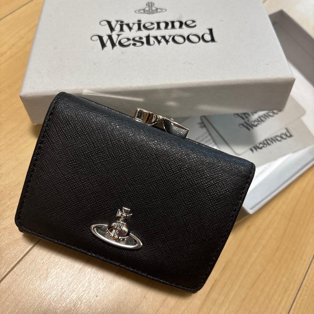 ヴィヴィアンウエストウッド がま口 2つ折り 財布 オーブ 黒　箱あり