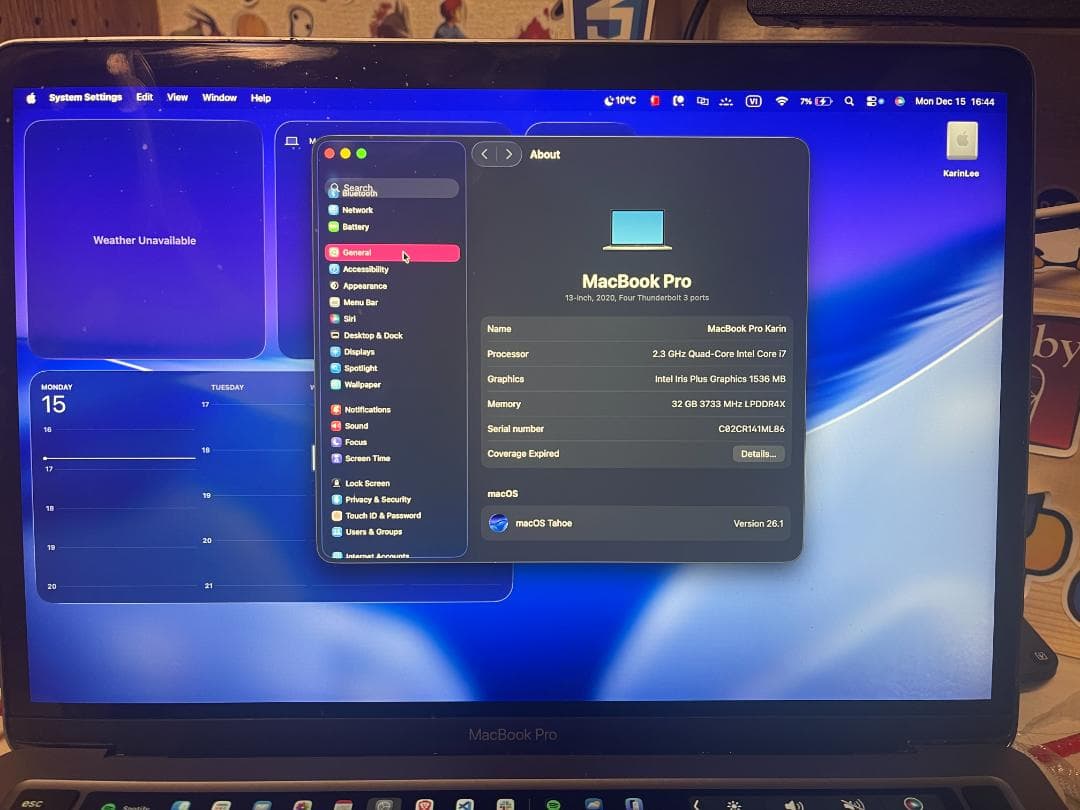 MacBook Pro 13インチ 2020年 Core i7 32GB/1TB