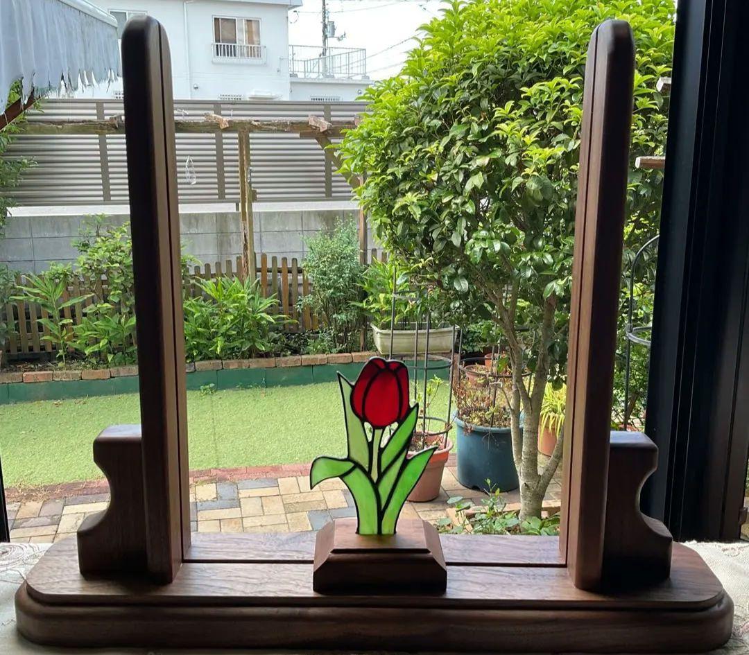 ステンドグラスパネル木台