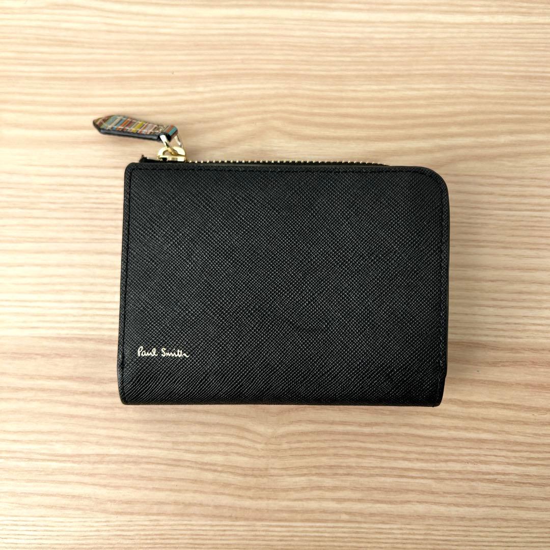 【未使用近✨️】Paul Smith ジップストローグレイン 2つ折り財布 黒