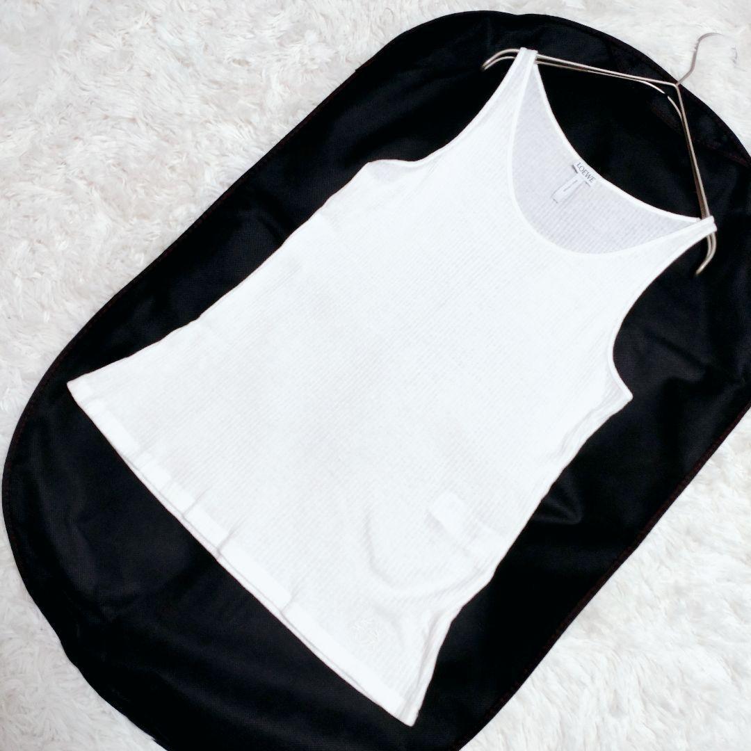 【希少 現行モデル リネン】ロエベ LOEWE タンクトップ モノグラム 白 S