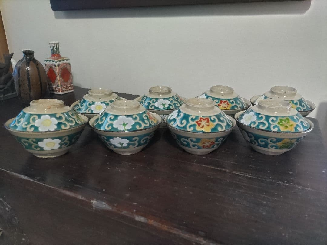 永楽善五郎　蓋茶碗　８客　美品　箱入　蓋向付・懐石膳