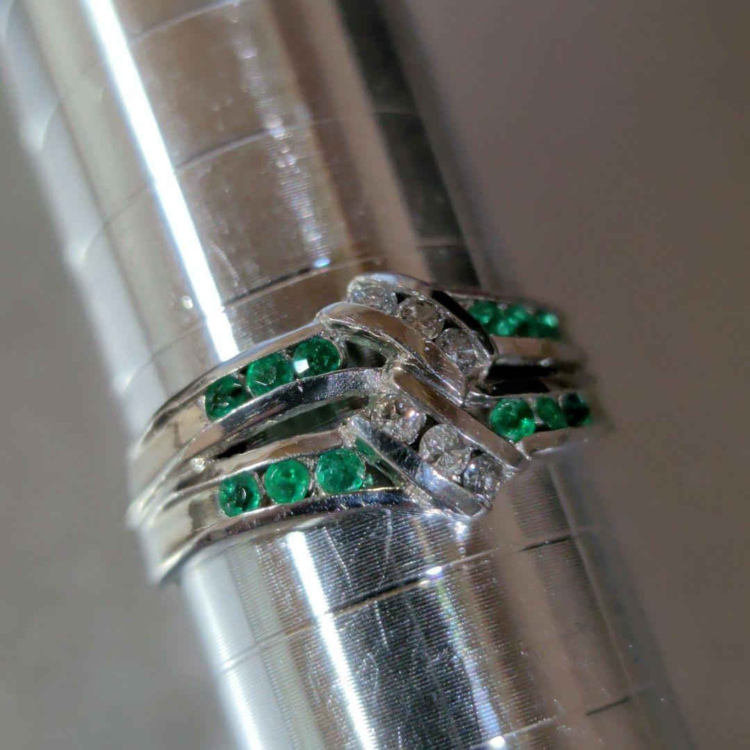 リング　Pt900　エメラルド計0.25ctダイヤモンド計0.12ct4.87g