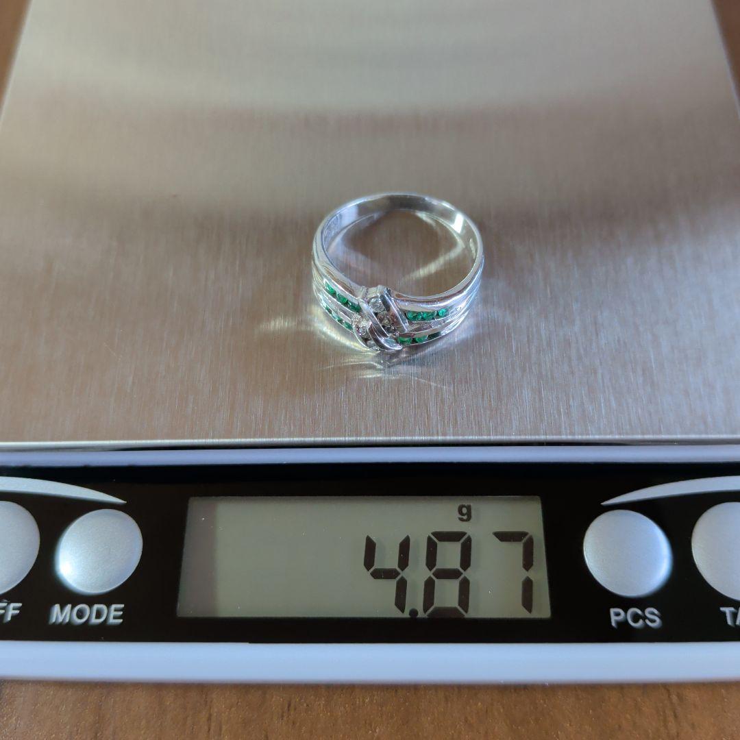 リング　Pt900　エメラルド計0.25ctダイヤモンド計0.12ct4.87g