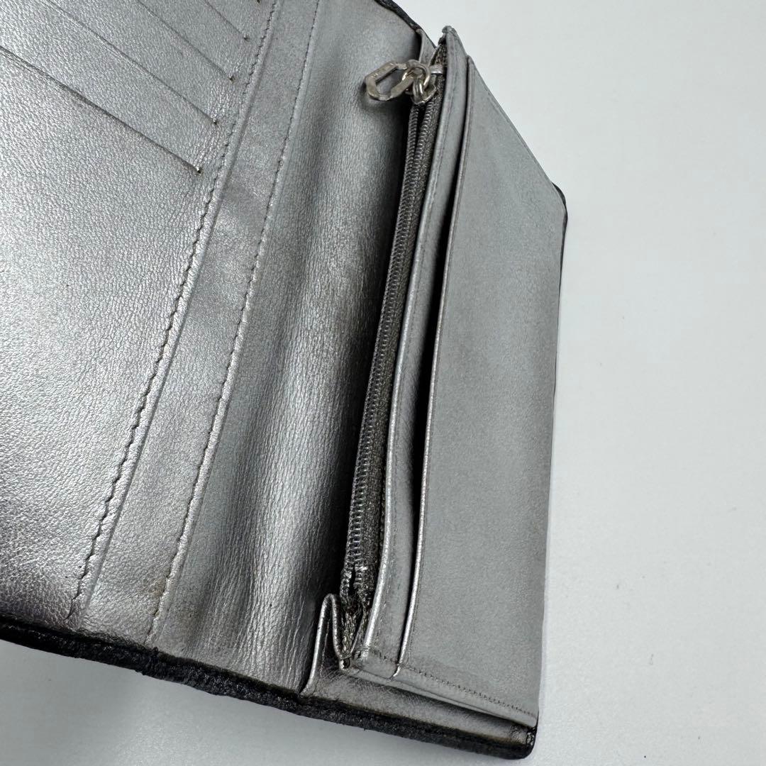 CHANEL シャネル マドモアゼル レザー 2つ折り 長財布 黒 シルバー