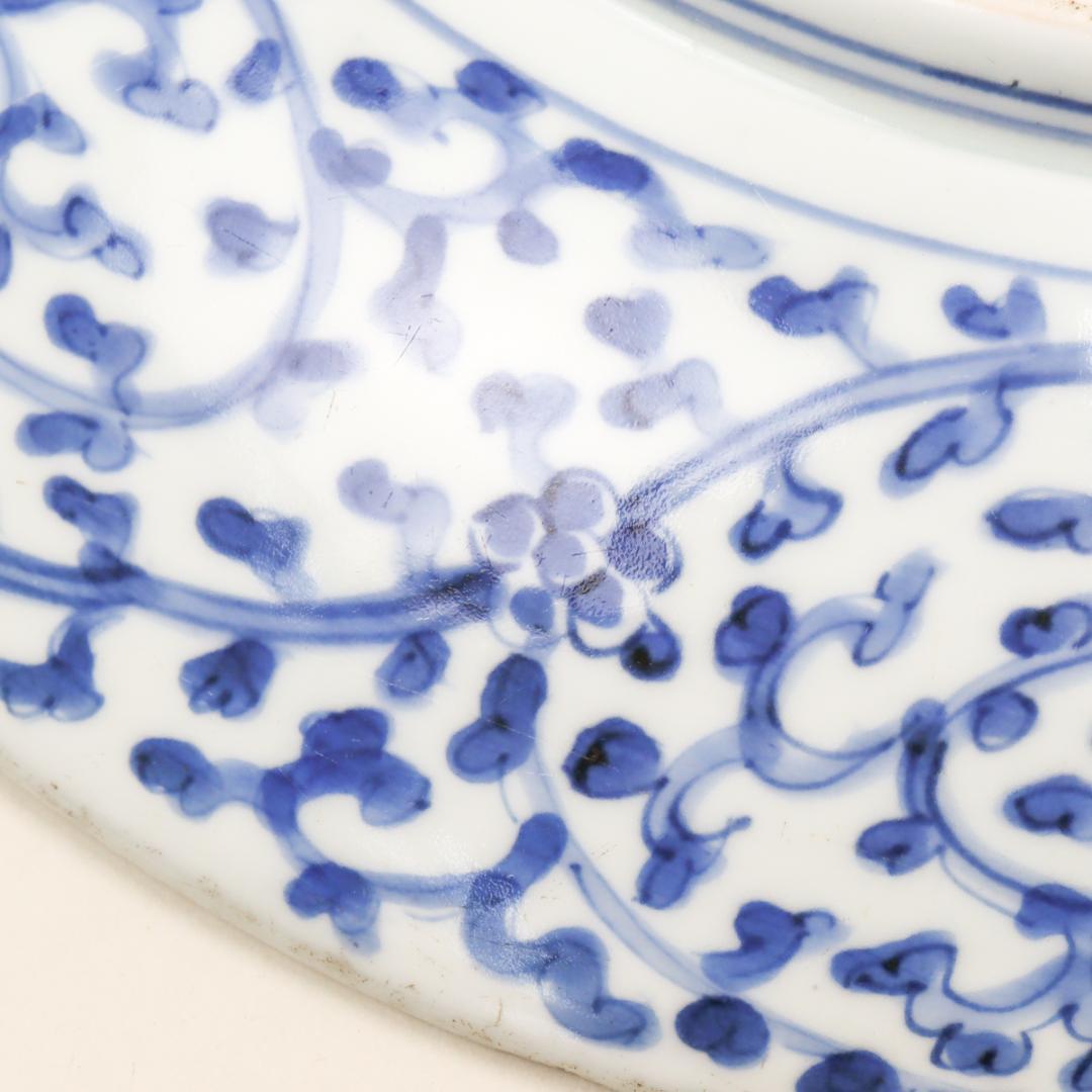 古伊万里 太明成化年製 染付 蛸唐草文 松竹梅図 尺皿