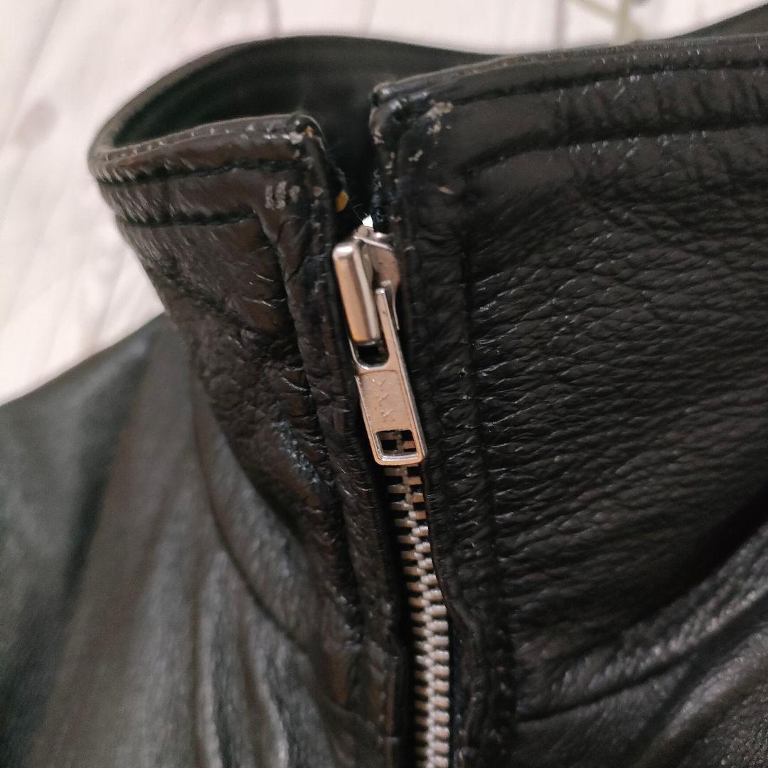 ヴィンテージ レザージャケット シングル ライダース 本革 豚革 ブラック L