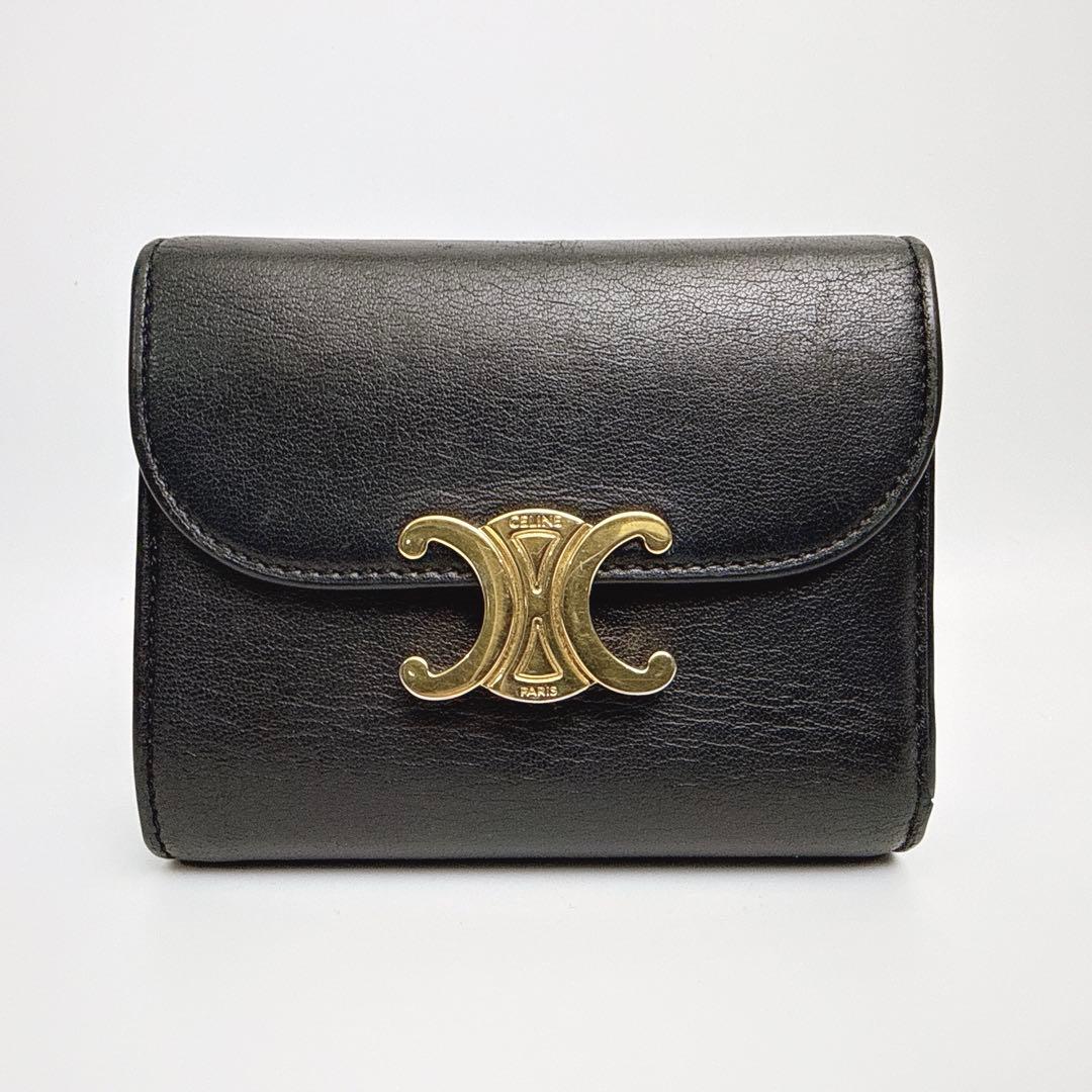 セリーヌ スモール フラップウォレット トリオンフ カーフスキン 三つ折り財布