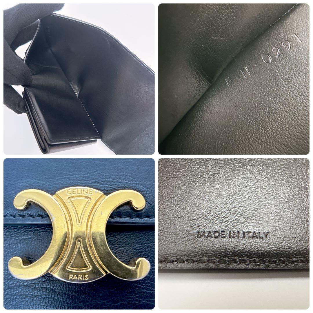 セリーヌ スモール フラップウォレット トリオンフ カーフスキン 三つ折り財布