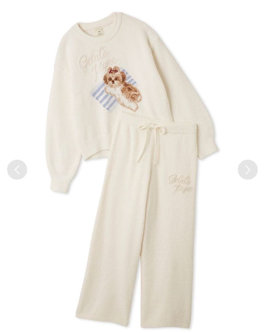 ジェラートピケ シーズージャガードプルオーバー＆ベビモコロングパンツセット