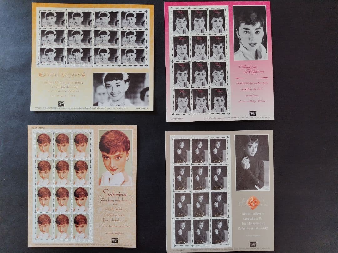 ★オードリーヘップバーンのスタンプ風シール4種コンプリート