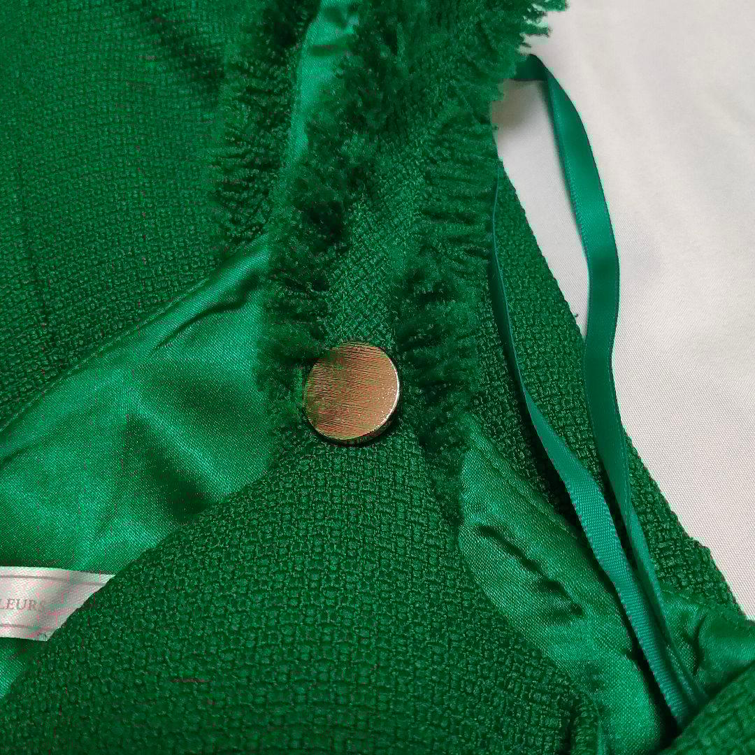 【美品☆】ROBE de FLEUR ツイードタイトロングドレス グリーン