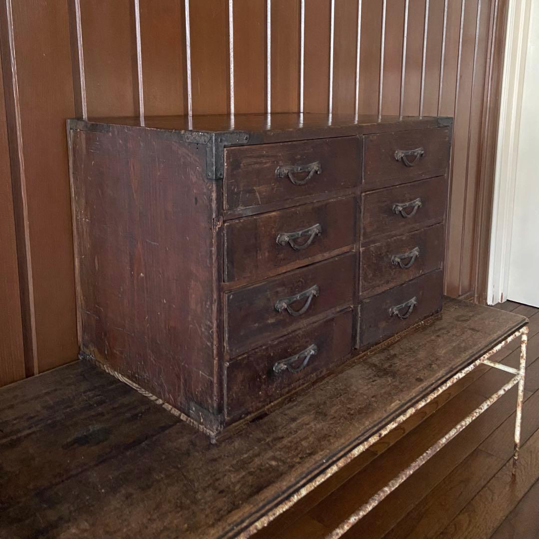 古い小引き出し　年代物　時代家具　8杯　古道具箱　古家具
