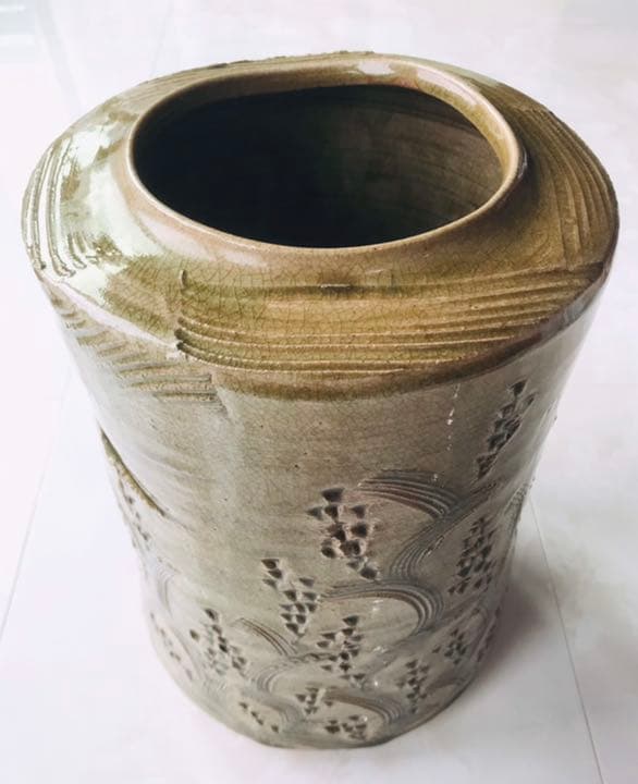 加藤敬也　灰釉麦　花瓶
