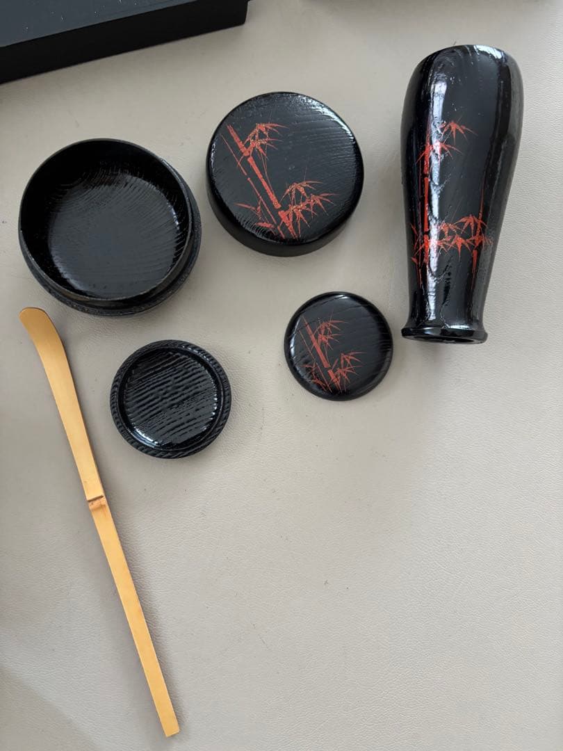 茶道具 搔き合わせ 溜め色 塗り 四季七宝蒔絵 未使用茶箱 おまけセット付き