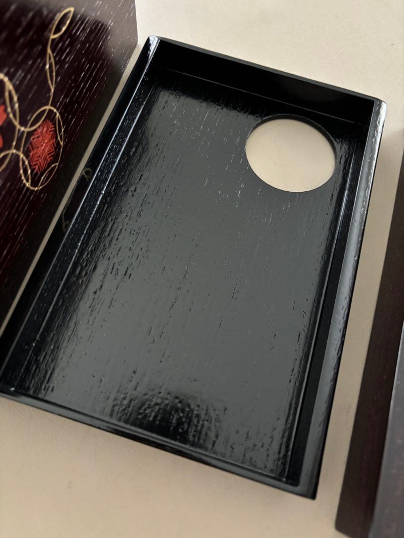 茶道具 搔き合わせ 溜め色 塗り 四季七宝蒔絵 未使用茶箱 おまけセット付き