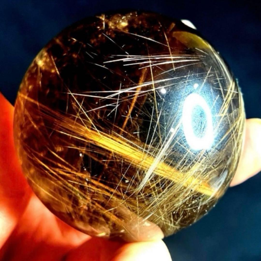 超絶綺麗✨50mm ゴールドルチルクォーツ　丸玉　スフィア　金針水晶