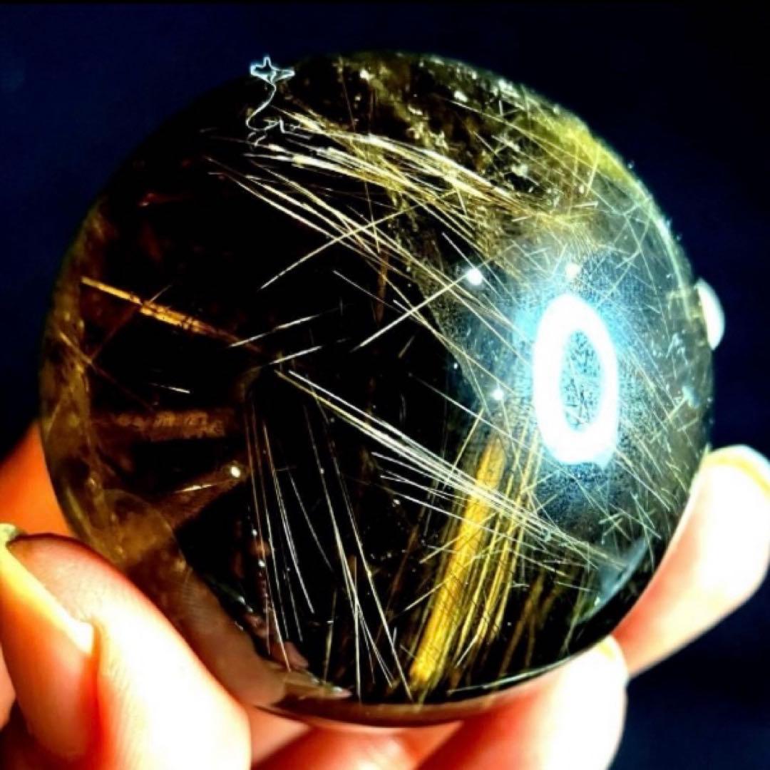 超絶綺麗✨50mm ゴールドルチルクォーツ　丸玉　スフィア　金針水晶